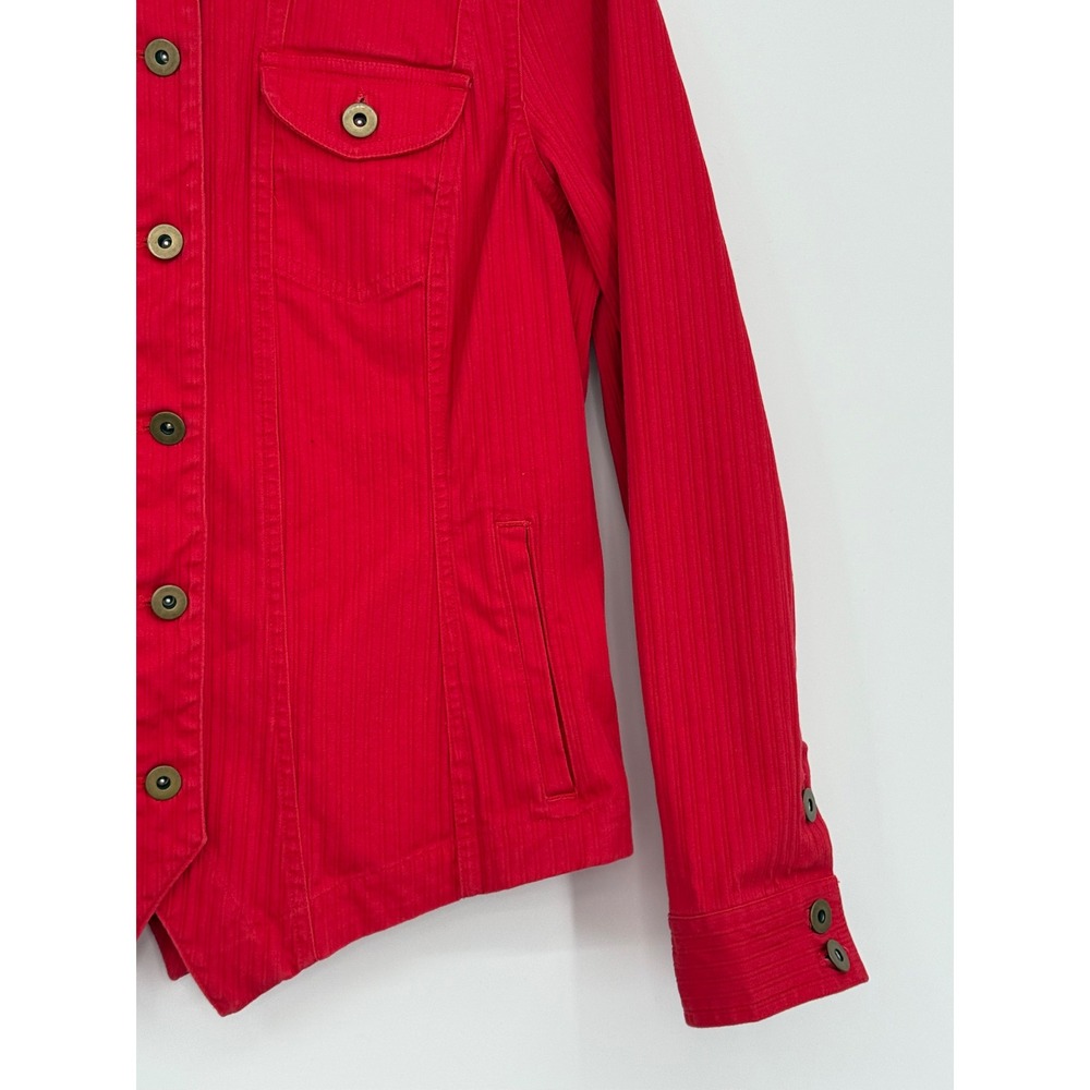 Coldwater Creek Women's Cotton Red Denim Button‎ Down Jacket 8 Casual Preppy Y2K - Picture 5 of 15